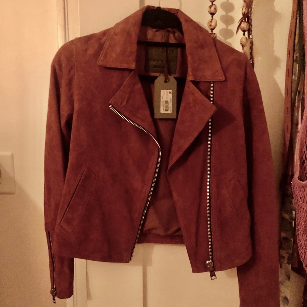 All Saints Suede Motor Jacket